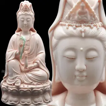 

12 inch pink sitting ancient lotus Guanyin Buddha Guanyin Buddha Buddhist Arts and crafts porcelain ceramic ornaments like Buddh