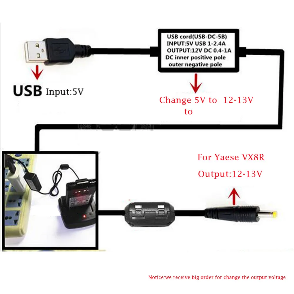Charger USB-DC-5B Cord USB Cable Charger for YAESU VX6RVX7RVX8R8DR8GRFT-1DR Battery Charger for YAESU Walkie Talkie  (2)