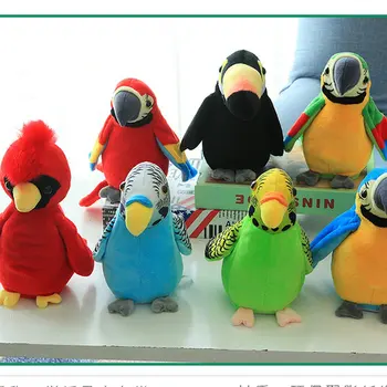 

18cm Cute Talking Parrot Toy Speaking Record Repeats Waving Wings Electric Parrot Stuffed Plush Toy Kids Birthday Gift
