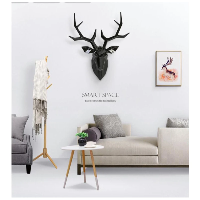 

Nordic Luxury Creative Deer Head Wall Hanging Statue Aanimal Figurine Sculpture For Home Decorations Accessories Ornaments