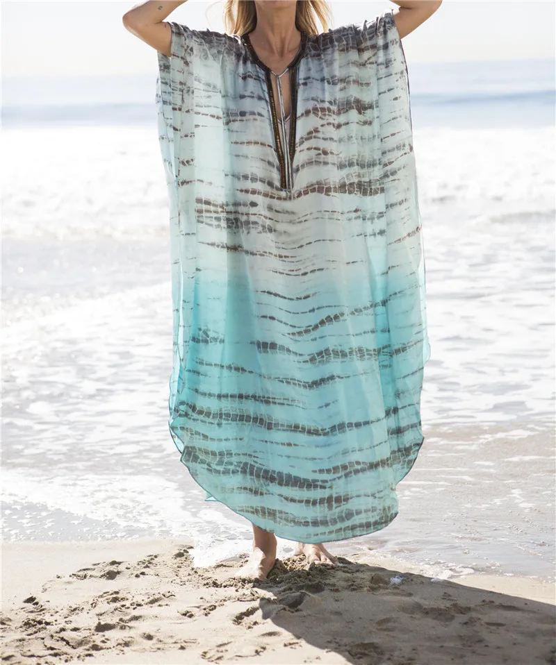 

Plus size Long Beach Dress Cover up 2019 Bikini Cover up Sarong Tunicas Playa Mujer Kaftan Beach Pareo Swim suit Cover up