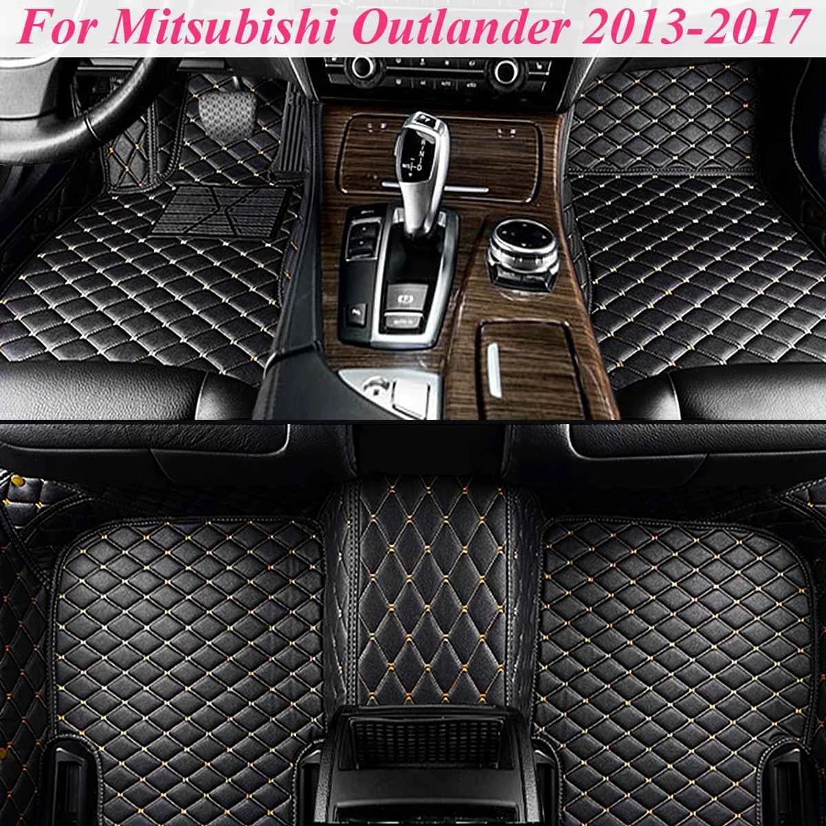 Автомобильные водонепроницаемые коврики для Mitsubishi Outlander Pajero Sport Asx 2011 2012 2013 автомобильные аксессуары коврик для ног - Название цвета: Outlander BlackWhite