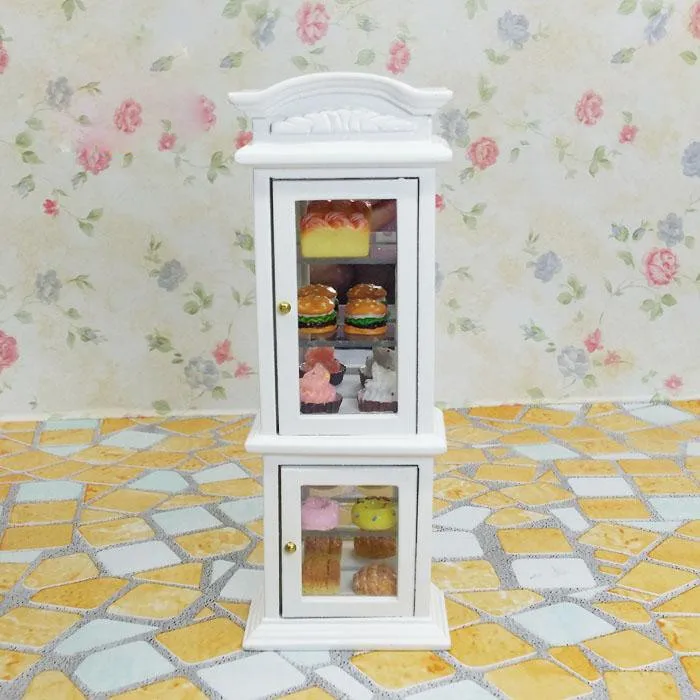 G05-X4650 rement الأطفال طفل هدية لعبة 1:12 دمية مصغرة الأثاث مصغرة خشبية عرض خزانة 1 قطع