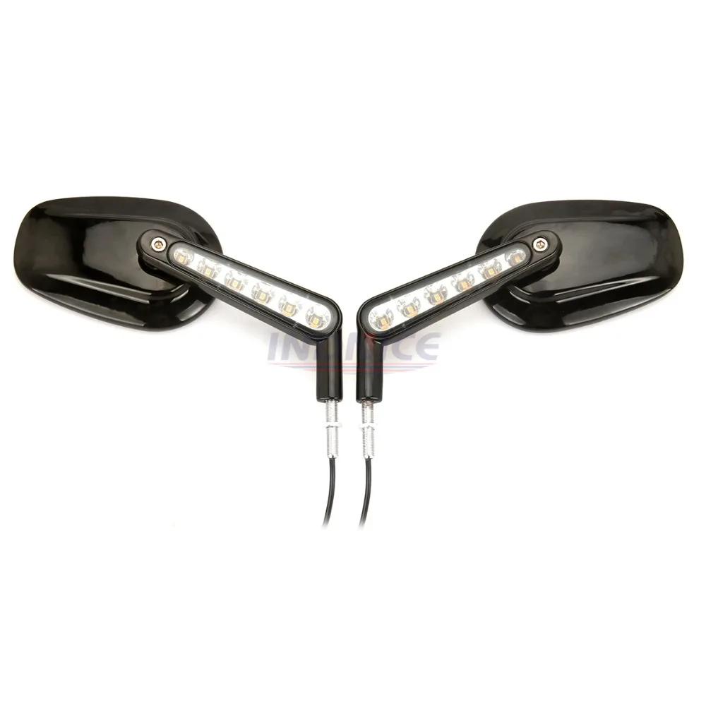 Black Rear View Mirrors LED Front Turn Signals For Harley Davidson VROD