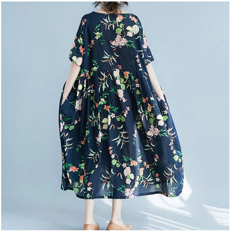 Preise Plus Größe Kleider Für Frauen 4XL 5XL 6XL 2019 Sommer Mode Kunst Drucken Floral Retro Kleid Femme Casual Lose Große größe Lange Kleid