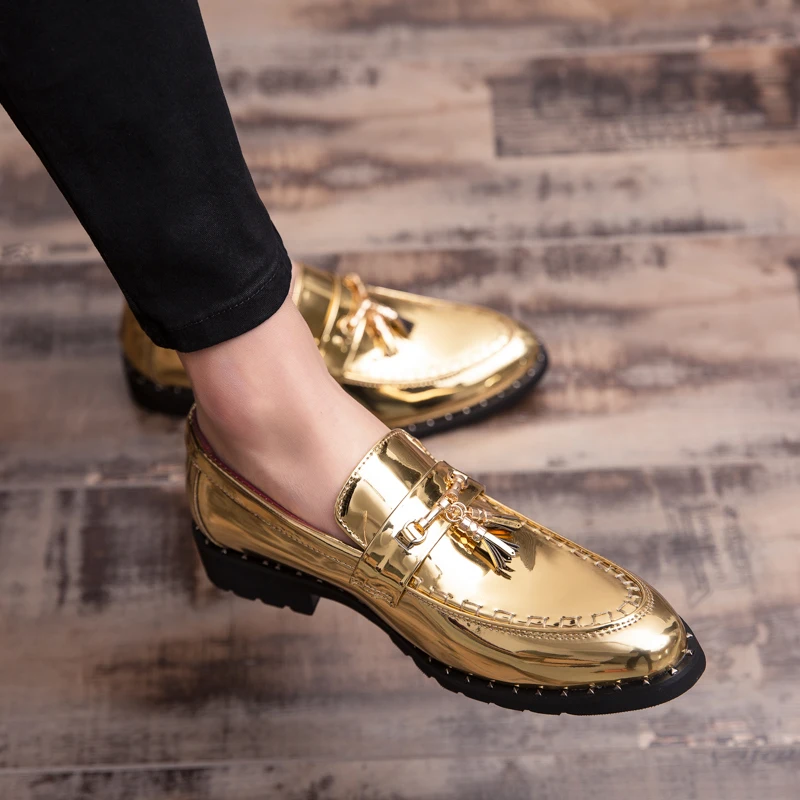 Fashion Big Size Pointed Toe Dress Shoes Men Loafers Patent Tassel Leather Oxford Shoes for Mens Dress Shoes
