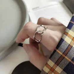 Silvology 925 пробы Серебряные широкие цепи кольца простые геометрические текстуры Модные Открытые Кольца для женщин элегантные украшения