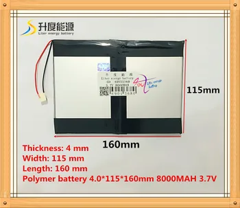 

Free Shipping Tablet pc 40115160 3.7V 8000mAH (polymer lithium ion battery) Li-ion battery for tablet pc
