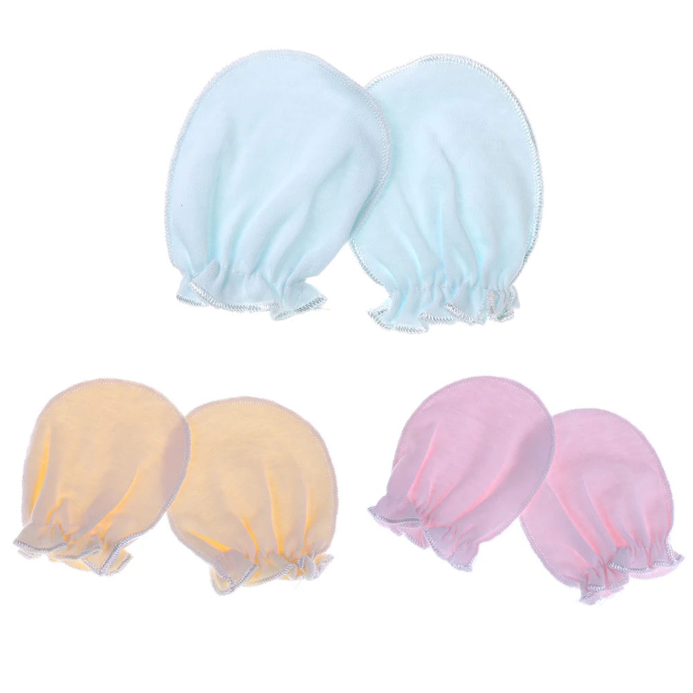 1pair Baby Gloves 3 Colors New Cute Baby Soft Cotton Newborn Infant