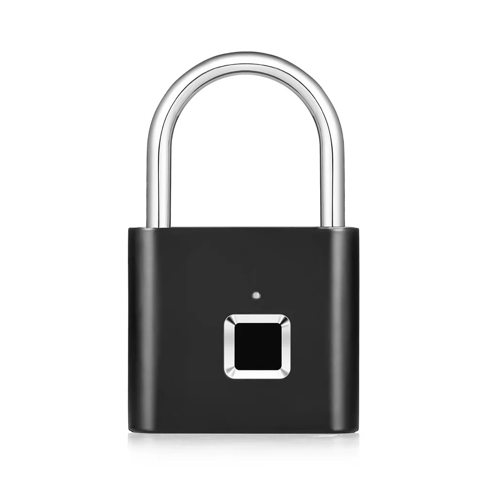 Золотой безопасности Keyless USB Перезаряжаемый дверной замок отпечатков пальцев умный замок Быстрый разблокировка цинковый сплав металлический саморазвивающийся чип - Цвет: black