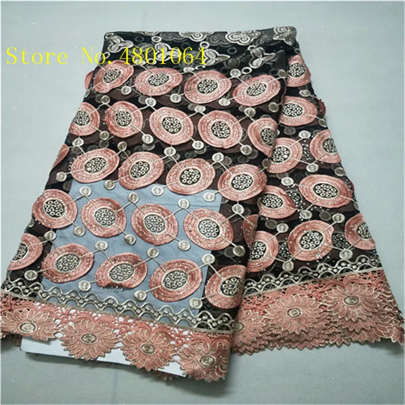 

Peach Color African Swiss Voile Lace High Quality African Guipure Lace Fabric With Stones Embroidered Lace Fabric For Party