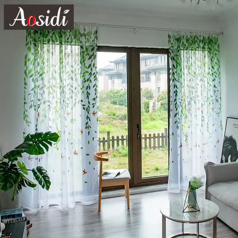 Aosidi Willow Modern Tulle Curtains For Living Room Bedroom Bird