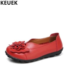 Весенне-осенние женские туфли на плоской подошве; модные лоферы из натуральной кожи с цветочным узором; большие размеры; слипоны; мягкие удобные рабочие туфли; 02A