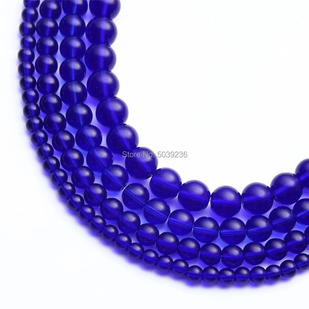 

Wholesale Blue Glass Beads Natural Stone Round Loose Beads for Jewelry Making Necklace Bracelet DIY 4/6/8/10/12mm