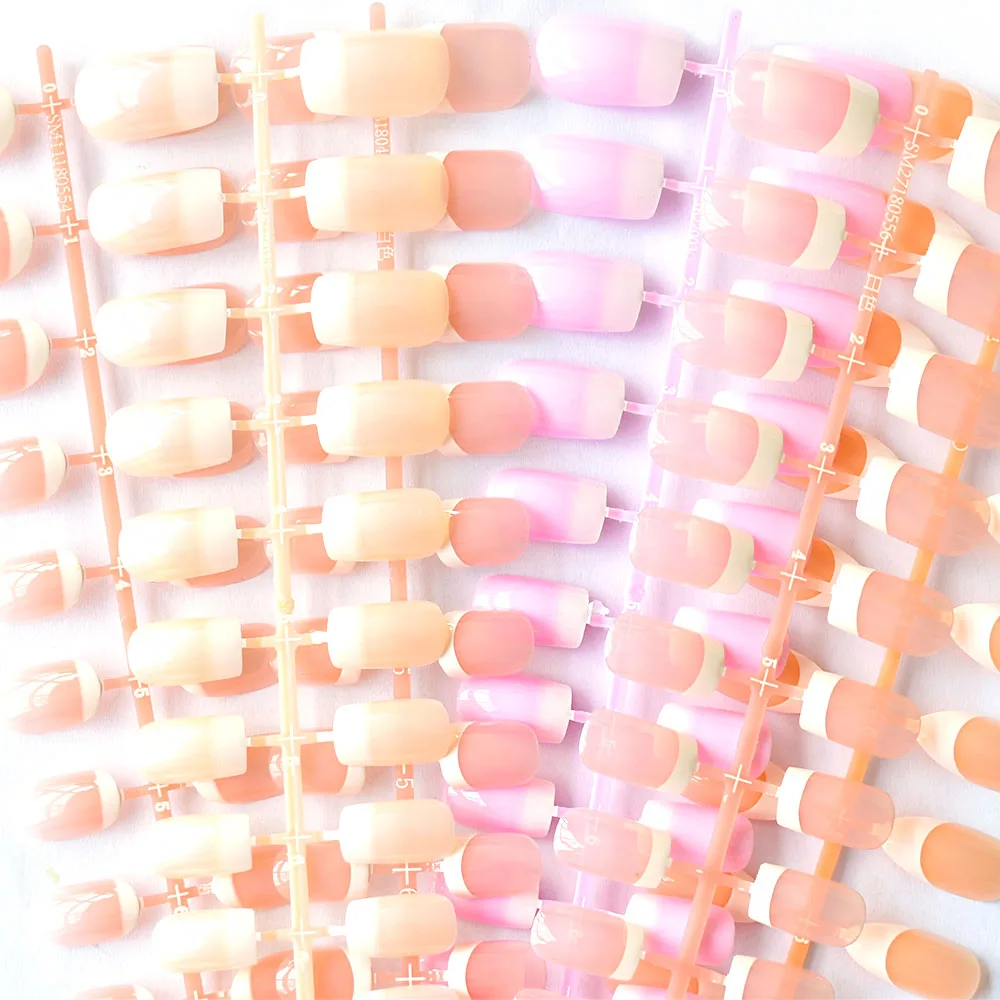

French Nail Tips Various Shapes Fake Nails Nude Pink False Nail Tips 24PCS/Set Designed Daily Wear Lady Must JZJ3015