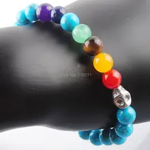 WOJIAER естественный голубой Хаулит смешанный камень драгоценный круглый 8 мм браслет бусины Будда 7 дюймов ювелирные изделия PK3178
