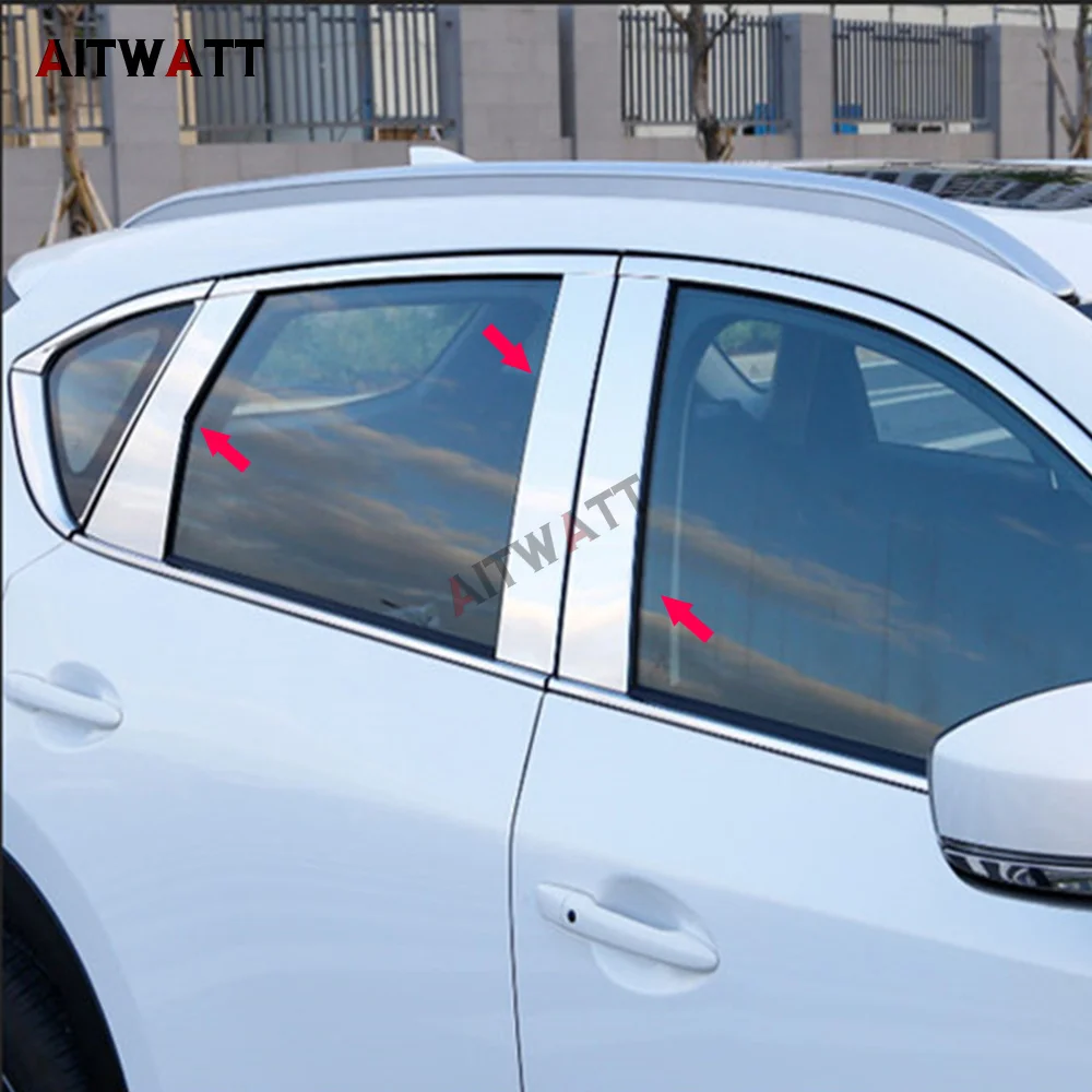 

Stainless Steel Car Styling Center Pillars B + C Pillar Cover Trim Window Middle Frame Accessories For Mazda CX-5 CX5 2017 2018