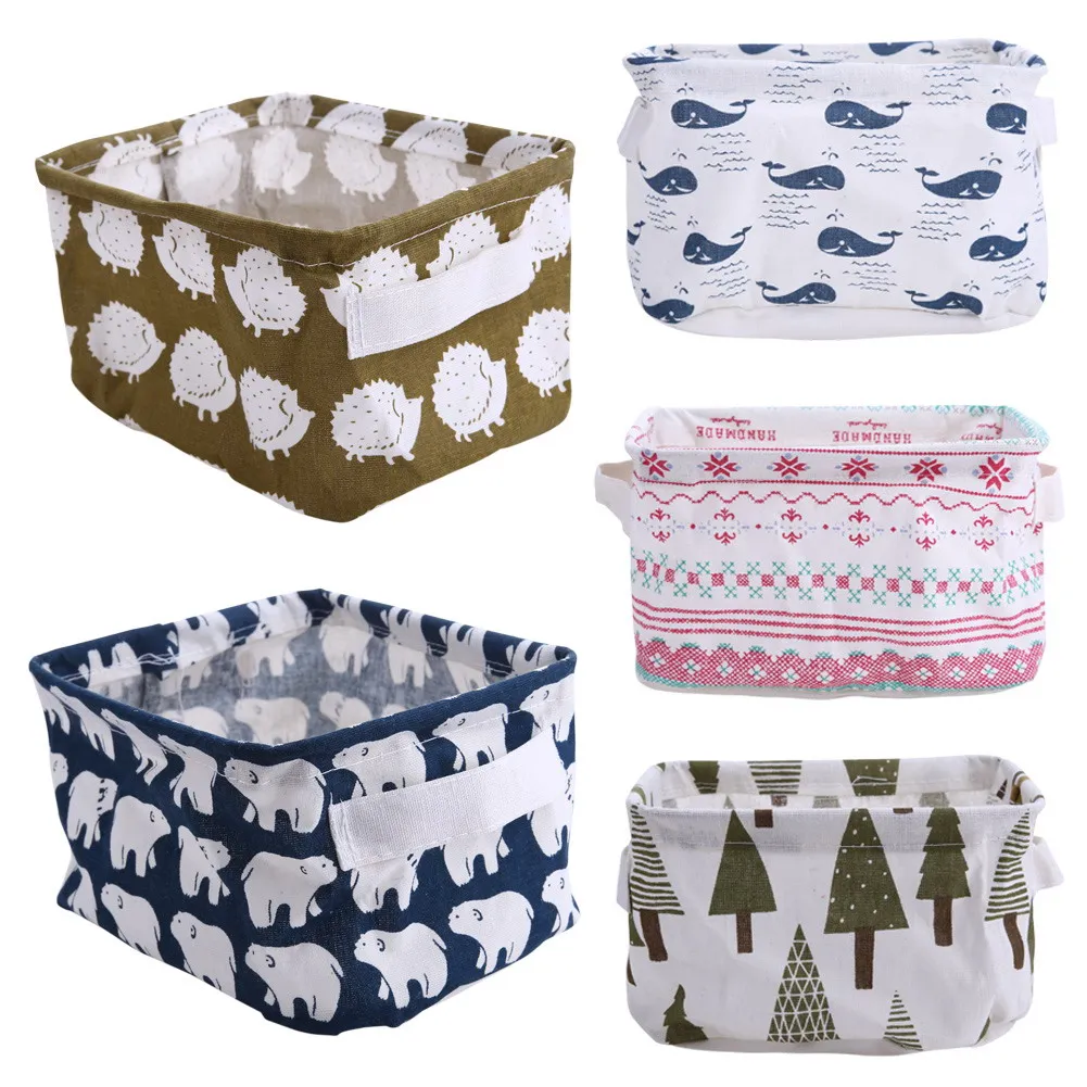 

Pastoral Desktop Storage Remote Control Storage Box Korean Style Floral Animal Organizer Case Foldable Houseold Storage Basket