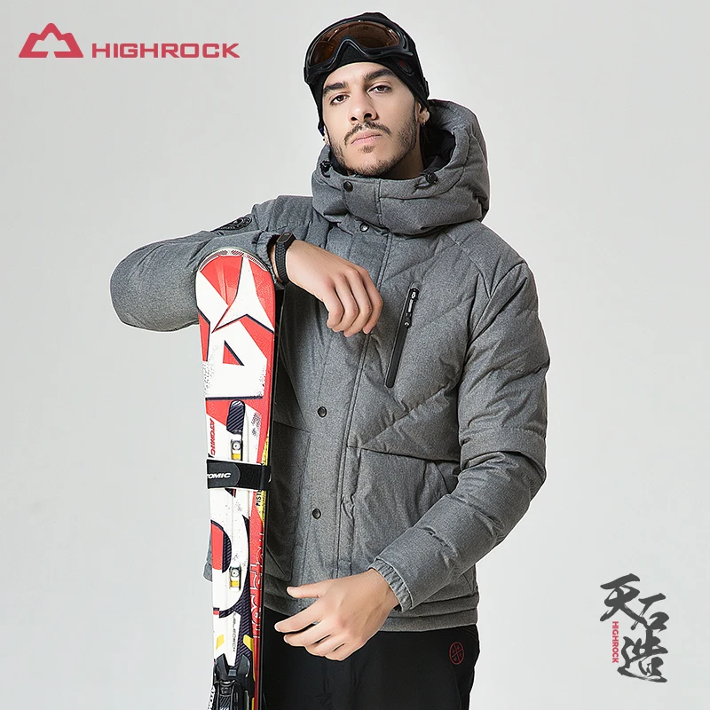 

Highrock men's jackets winter windproof thermal coats 700FP goose down jacket lightweight hoodie ski outdoor hiking outwear