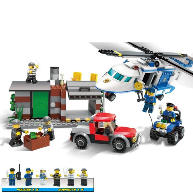 

Building Block Model Police Educational Toy Child 10424 Compatible Brick Legoing Police Patrol Helicopter 60047