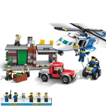 

Building Block Model Police Educational Toy Child 10424 Compatible Brick Legoing Police Patrol Helicopter 60047