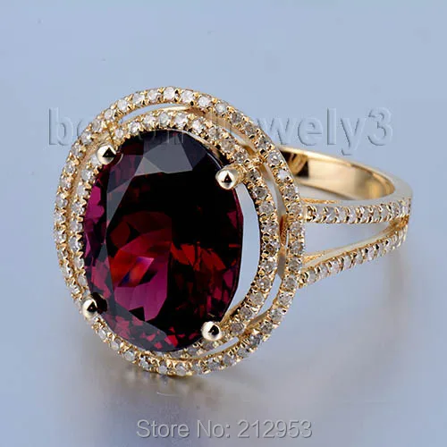 Женское кольцо из желтого золота с гранатом 11x13 мм|ring for|rings for womenring ring |