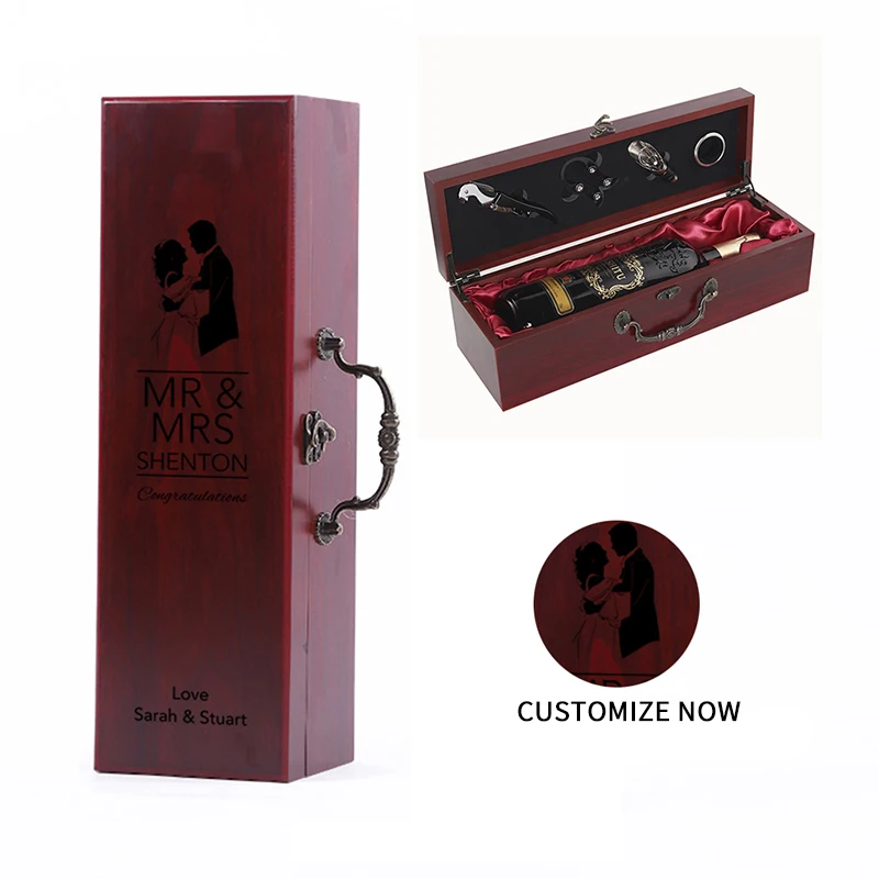 

Customizable Wooden Red Wine Box Bar Accessories Decor Wine Holder Wine Boxes Wood Storage Rack For Family Friends Gift Boxes U3