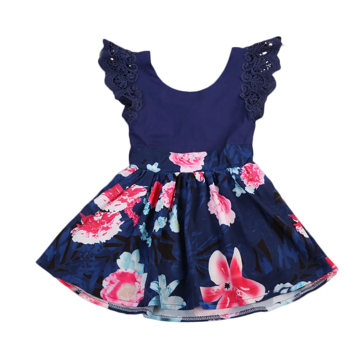 

Pudcoco Familiy Mother Daughter Matching Clothes Womens Girls Floral Splice Party Dress Summer Sundress Princess Mini Dress