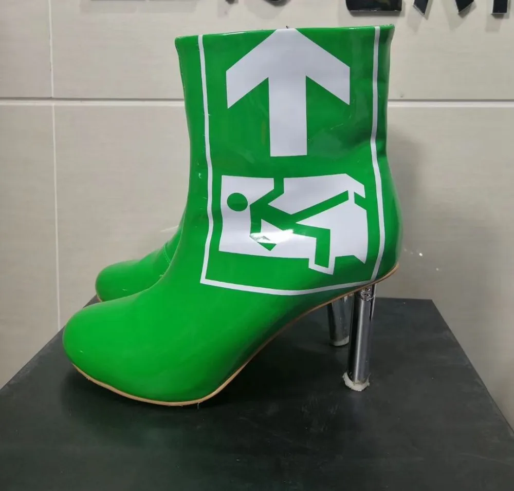 Mujer Tacones Lujo Cuero Zapatos Ronda Altos Stiletto De Encendedor Gris Verde Tobillo Nueva Marca Salida Botas Toe 2018 XqYwgtzg