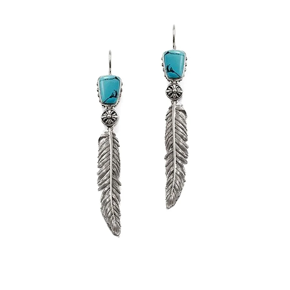 Silver Plated Indian Feather Drop Earrings, Ethnic Most Fashion Glam