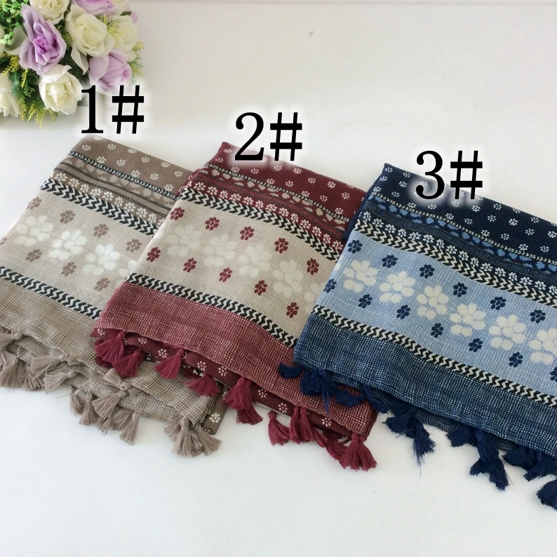 

Luxury Style Flower Tassels Rayon Long Women Winter Scarves And Shawls Muslim Hijabs Muffler Bandana Headwear 10pcs/lot A2-4