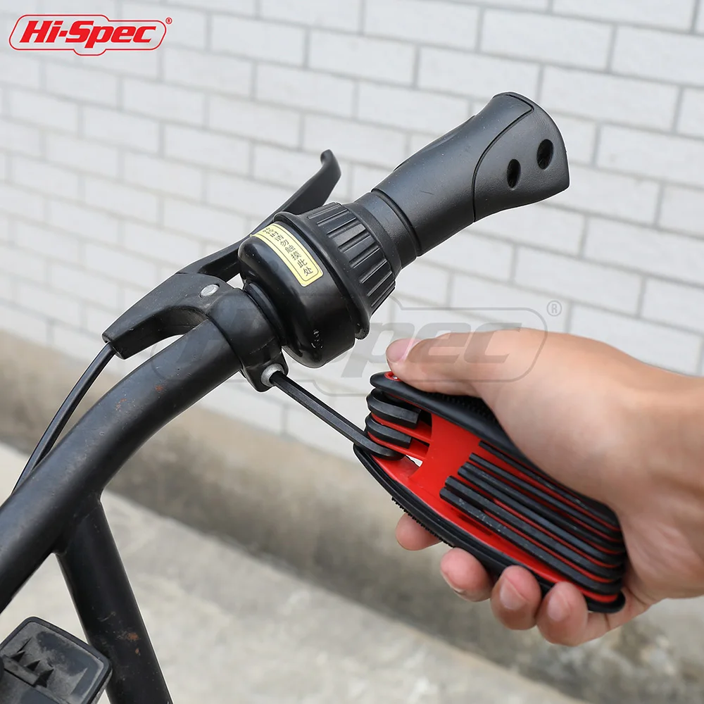 Hi-Spec 9 en 1 plegable llave hexagonal métrica establecida Torx llave hexagonal Set CR-V acero Allen llave inglesa conjunto Llave Allen WR001