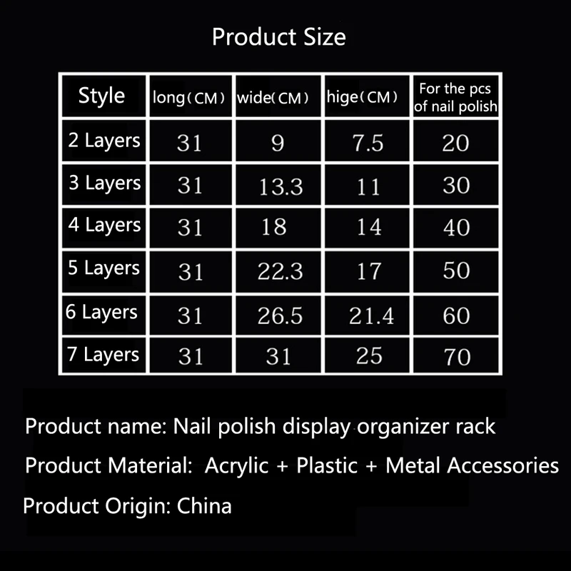 Acrylic Multi-layer Transparent Nail Polish Rack Glass display shelf Varnish Display Stand Holder Lipstick Desktop Storage box