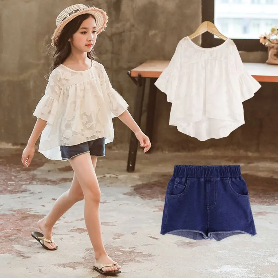 

3T 4 5 6 7 8 9 10 11 12 Yrs Baby Girl Summer Clothes 2019 T-shirt+Shorts 2Pcs Outfit Kids Clothes Girls Suit Children Clothing
