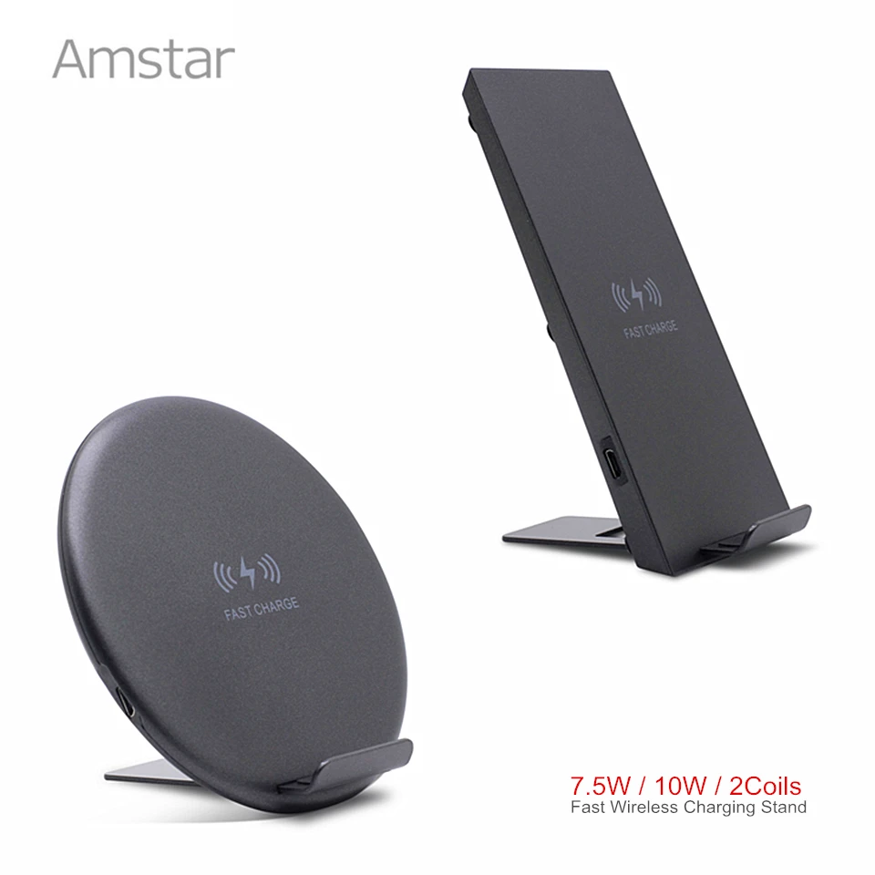 Amstar 7.5W Qi Wireless Charger for iPhone XS Max XR X 8 Wireless Charger 10W Fast Charge for Samsung Galaxy S9 S9+ S8 Note 9 8