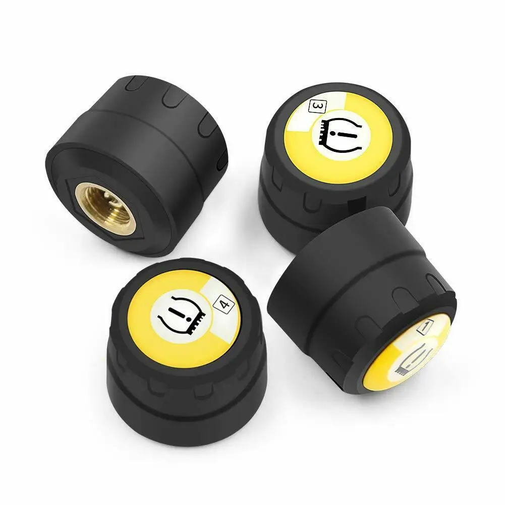 WonVon TPMS Monitor System Car Wireless Monitor Alarm System BT-4.0 Compatible with Andriod iOS Tire Pressure with External 4 Sensors