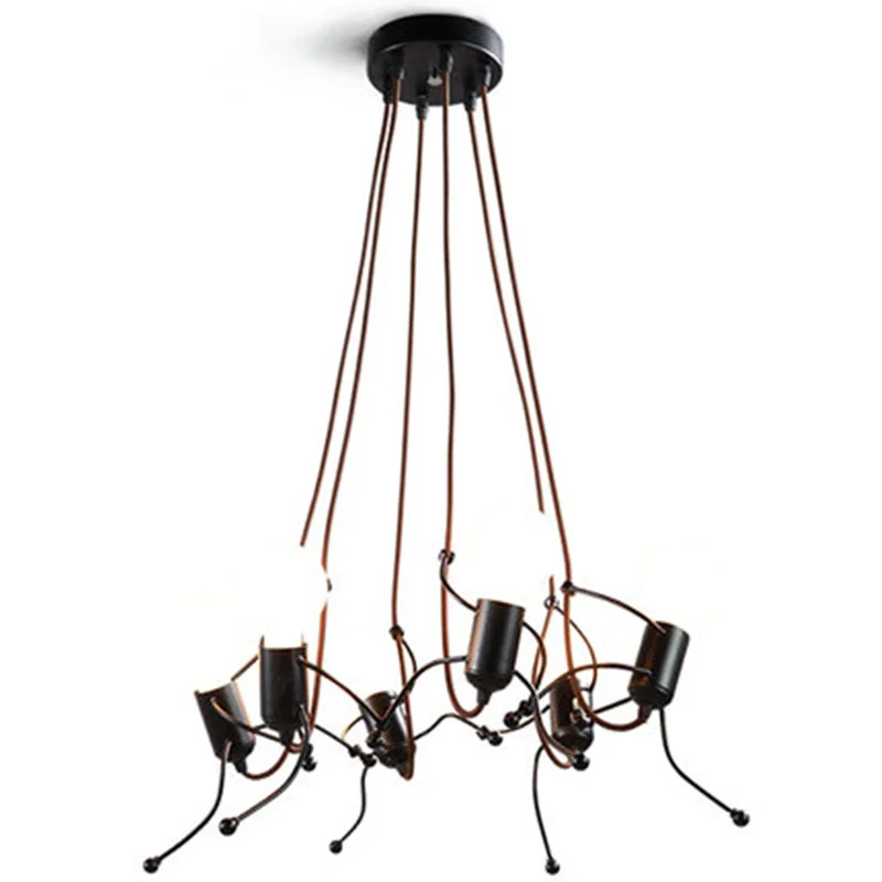

wongshi Modern Children Room Black Iron Man Ceiling lamp Fashion Children's Room Decoration Hanging Lamp