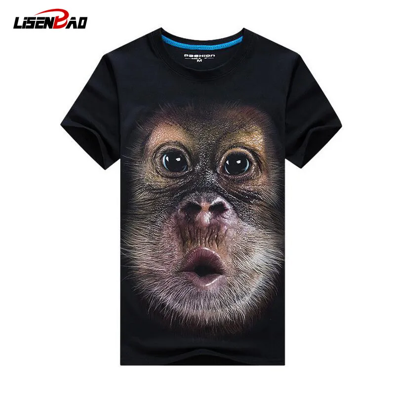 

2019 new explosion models 3D stereoscopic short-sleeved T-shirt men's domineering personality T-shirt - big gorilla face