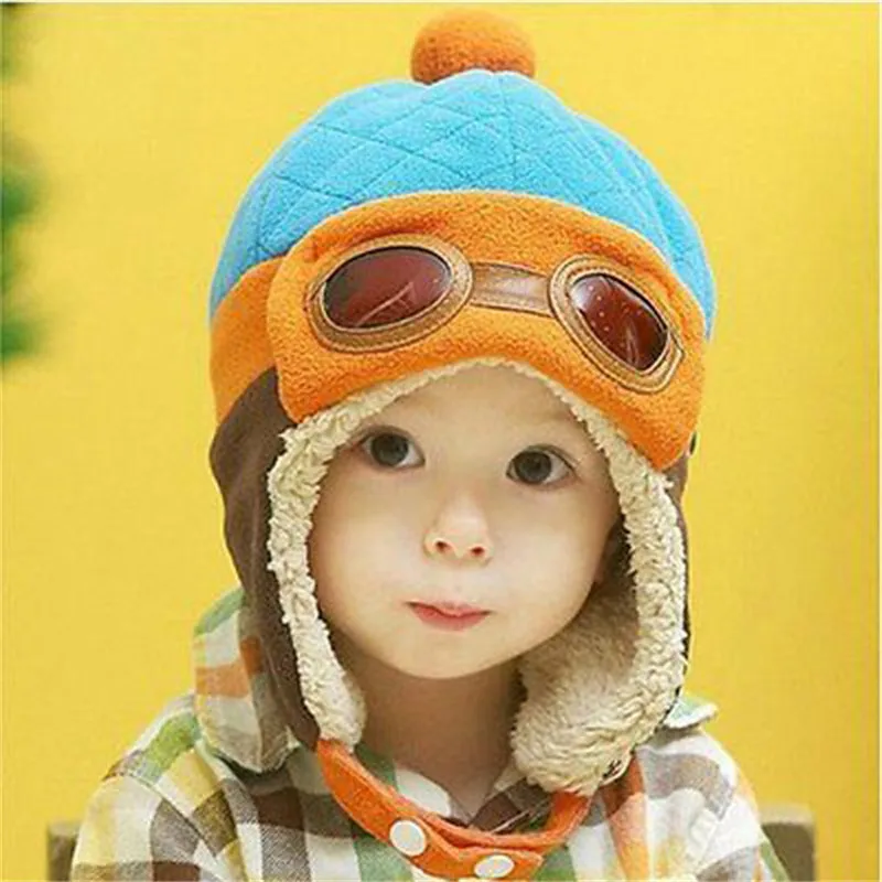 

Winter Baby Cute Toddlers Cool Baby Boy Girl Kids Infant Winter Pilot Aviator Warm Cap Hat Snow Playing Warm Hat P0