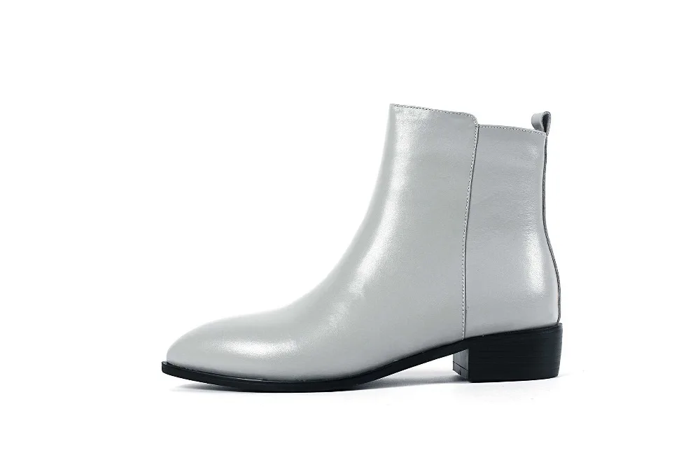 Talons L61 Chelsea Style Noir En Med Chunky 2019 Lenkisen Bout gris Conduite Britannique Naturel Bottes Oxford Zip Classique Solide Doux Cuir Pointu PTqqw6HR
