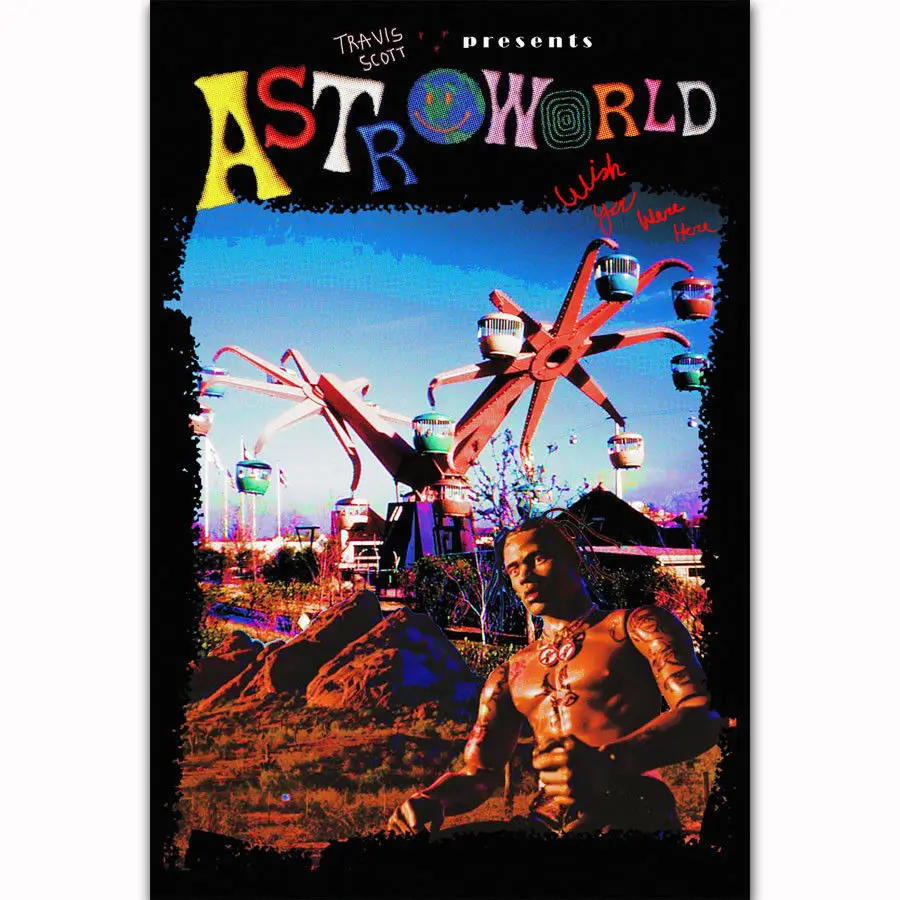 

FX2426 Travis Scott Astroworld New Custom Rap Music Singer Star Album Cover Poster Art Silk Canvas Home Room Wall Printing Decor