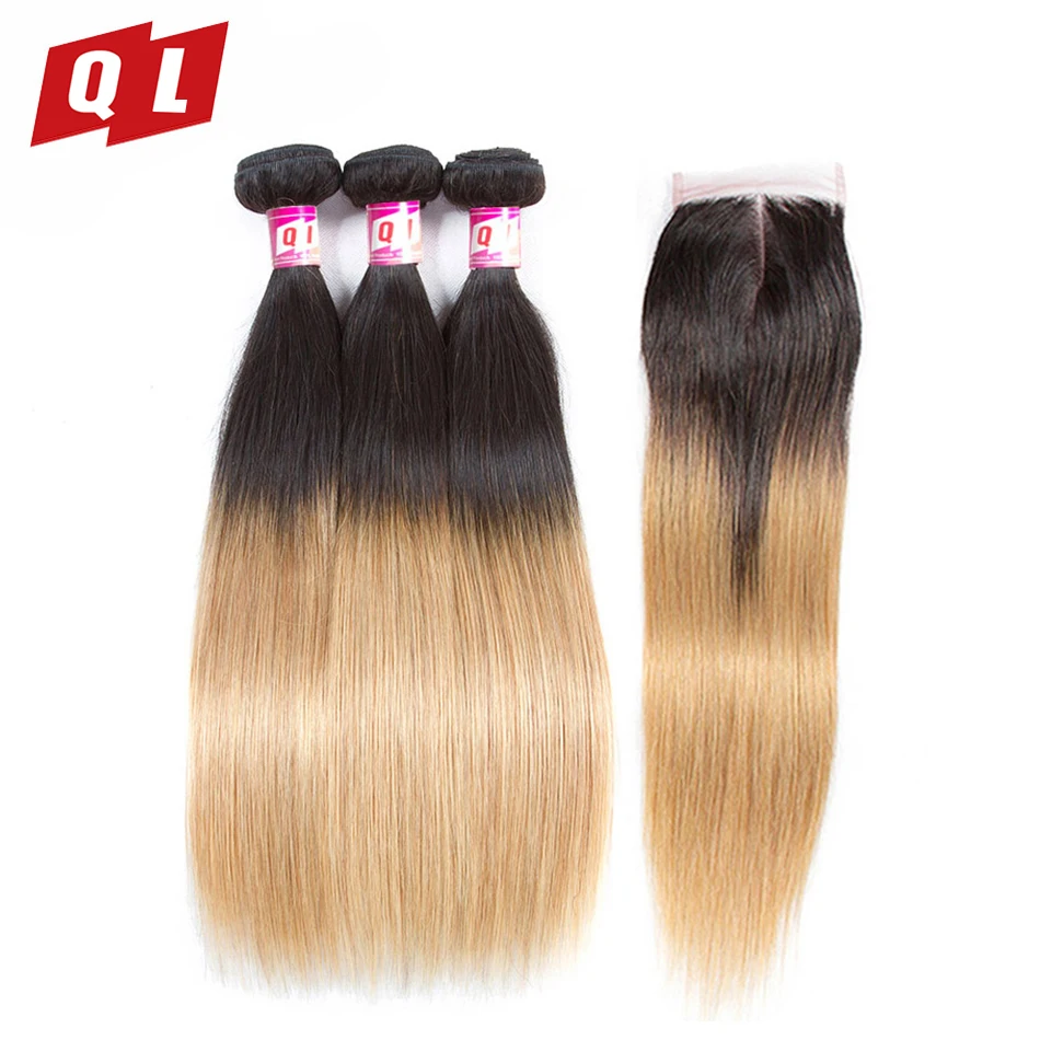 QI-Hair-4-Pcs-Peruvian-Straight-100-Human-Hair-3-Bundles-With-4-4-Lace-Closure