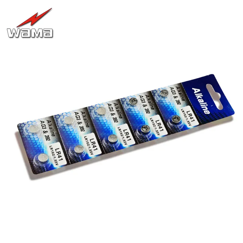 10 шт./лот Wama AG3 1 5 в часовая батарейка LR41 192 L736 392 щелочные батарейки цветная лампа