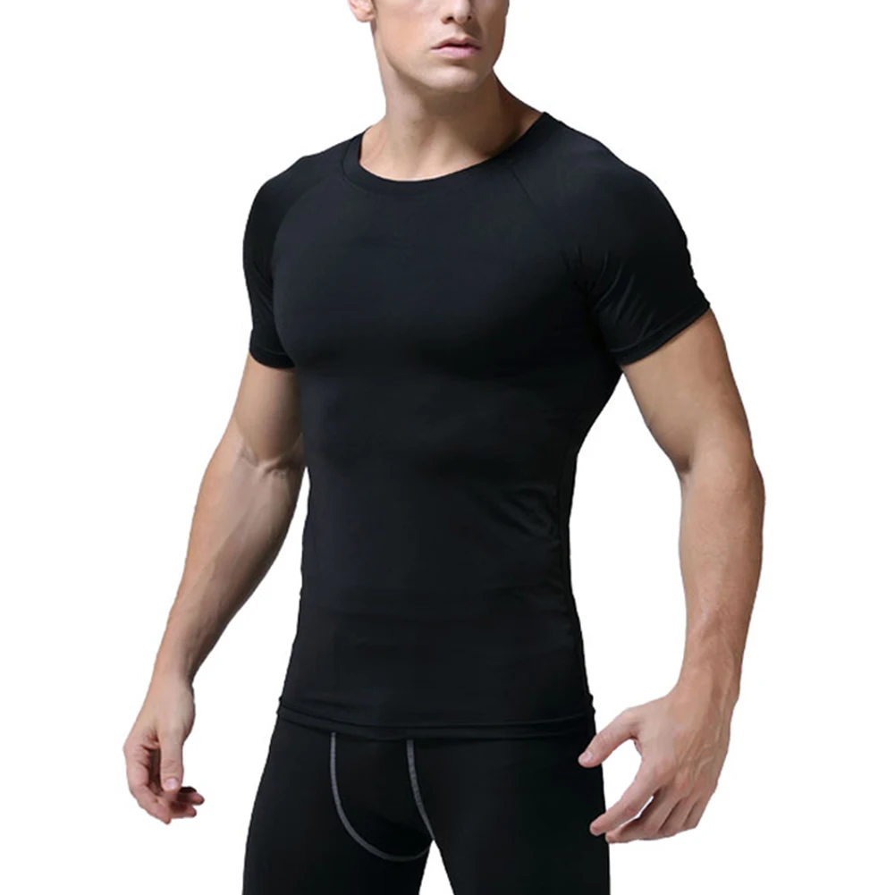 Мужская компрессионная футболка с коротким рукавом быстросохнущая дышащая для летних видов спорта бег B2Cshop