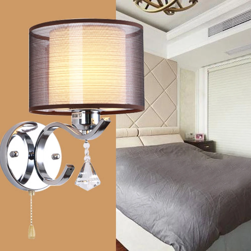 Nordic-modern-iron-LED-Wall-Lamps-with-coffee-color-cloth-lampshade-Home-Bedroom-bedside-aisle-Wall (1)