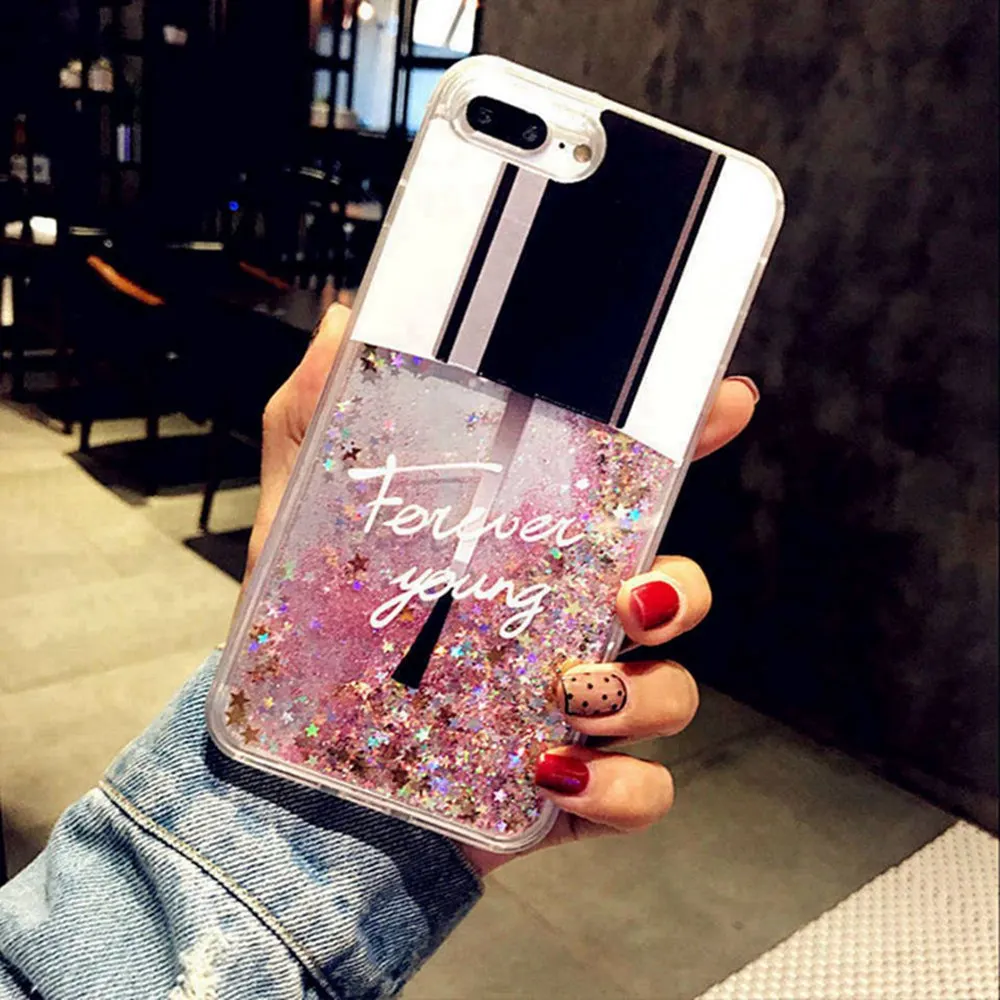 ALANGDUO Liquid Glitter Cases For iPhone 7 8 6 Plus X Case Fashional