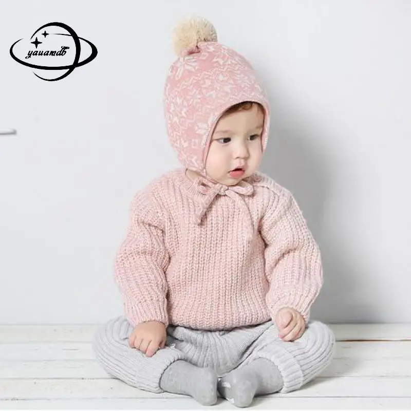 

YAUAMDB baby sweater 2017 autumn spring 6-24M girls boys children knitting solid color pullover o-neck long sleeve clothing y43