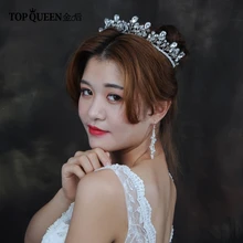TOPQUEEN HP141 Свадебная Корона Ручной работы Хрустальная свадебная тиара коричневый для невесты повязки на голову свадебные аксессуары для волос