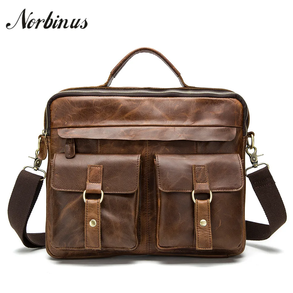 Norbinus натуральная кожаная сумка через плечо мужской портфель кожаная сумка для ноутбука мужские сумки через плечо для мужчин t кожаная сумка