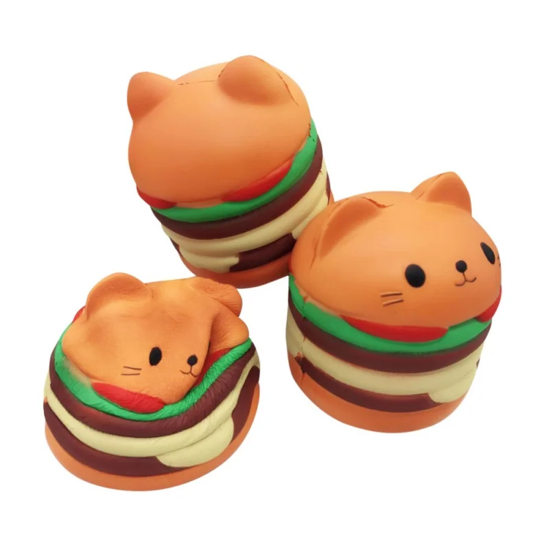Toys For Cat Chew Toys Slow Rising Scented Luky Cat Hamburger Squishy Gift Kawaii Squishies Funny Toys